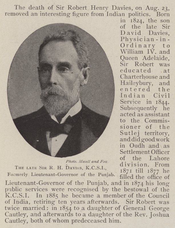 A néhai Sir R H Davies, KCSI, Punjab volt főhadnagya alkotó: English Photographer