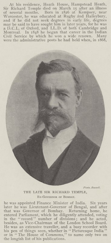 A néhai Sir Richard Temple, Bombay volt kormányzója alkotó: English Photographer