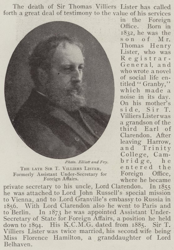 A néhai Sir T Villiers Lister, korábban külügyi helyettes államtitkár alkotó: English Photographer