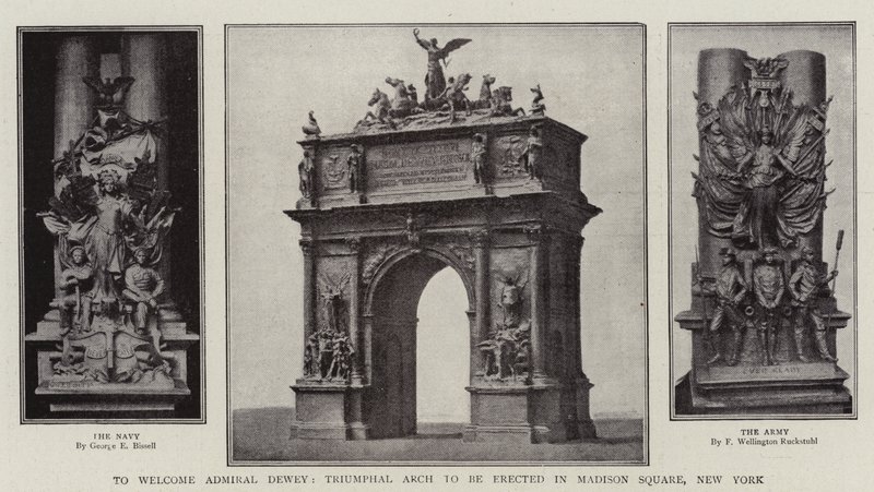 Dewey admirális üdvözlésére a New York-i Madison Square-en felállítandó Diadalív alkotó: English Photographer