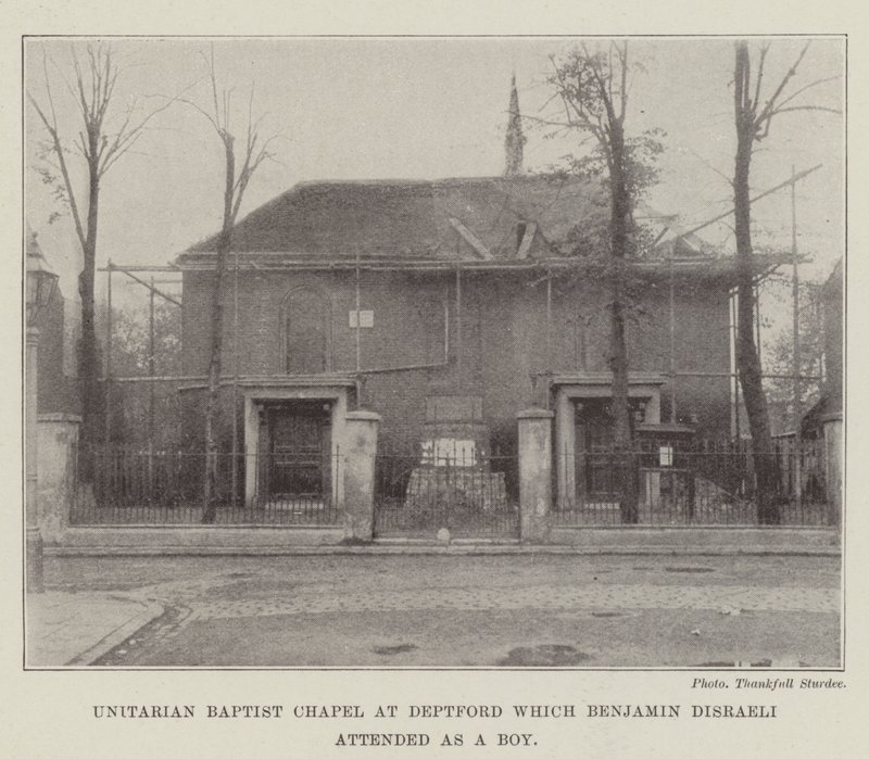 Unitárius baptista kápolna Deptfordban, amelybe Benjamin Disraeli fiúként járt alkotó: English Photographer
