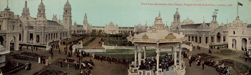 Kilátás a Dectorative Arts Palace-ból, francia-brit kiállítás, London, 1908 alkotó: English Photographer