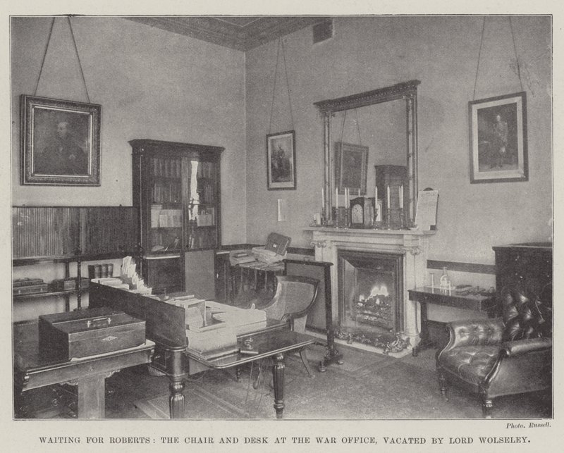 Robertsre vár, a War Office székére és íróasztalára, amelyet Lord Wolseley hagyott ki alkotó: English Photographer