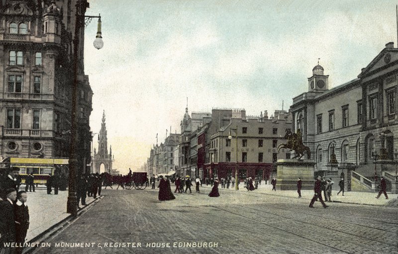 Wellington Memorial and Register House, Edinburgh (színes fotó) alkotó: English Photographer