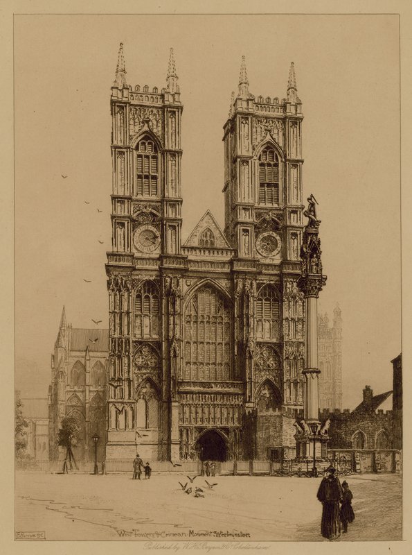 Nyugati torony és a krími emlékmű a Westminster apátságban alkotó: English Photographer