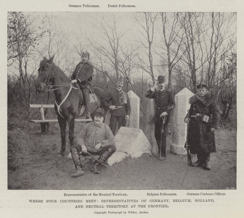 Ahol négy ország találkozik, Németország, Belgium, Hollandia és a határon lévő semleges terület képviselői alkotó: English Photographer