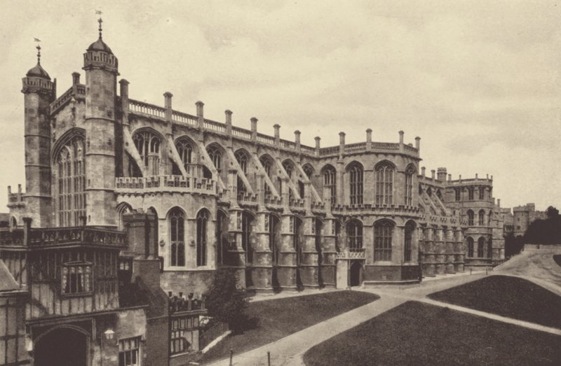 Windsori kastély, a Szent György-kápolna külseje (fekete-fehér fotó) alkotó: English Photographer
