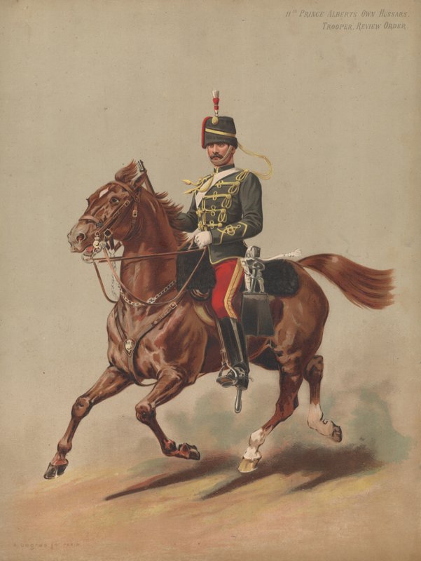 11. Prince Alberts saját huszárok, katona, felülvizsgálati parancs alkotó: English School