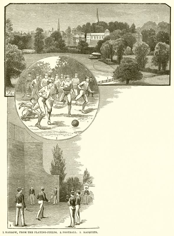 1. Harrow, a játékterekről. 2. Labdarúgás. 3. Ütők alkotó: English School