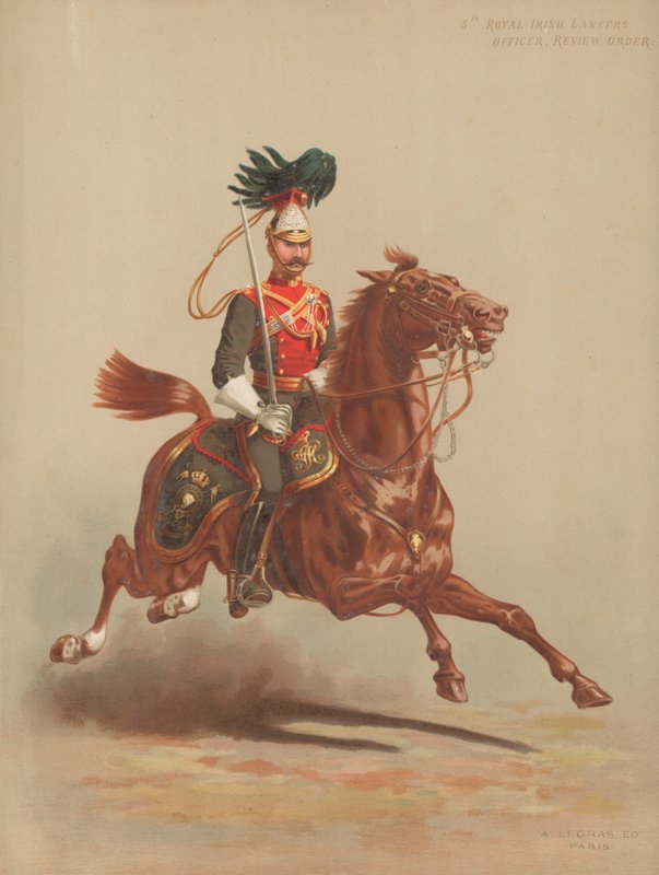5. Királyi Ír Lancers, tiszt, felülvizsgálati parancs alkotó: English School