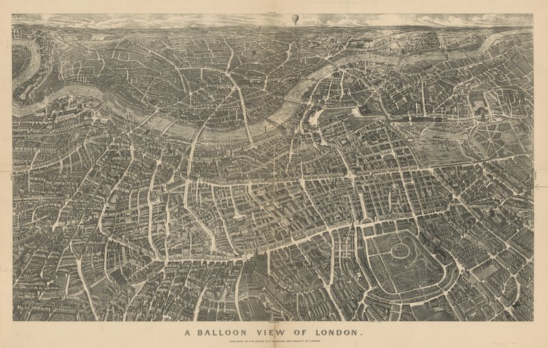 Léggömb kilátás Londonra (északról nézve) alkotó: English School