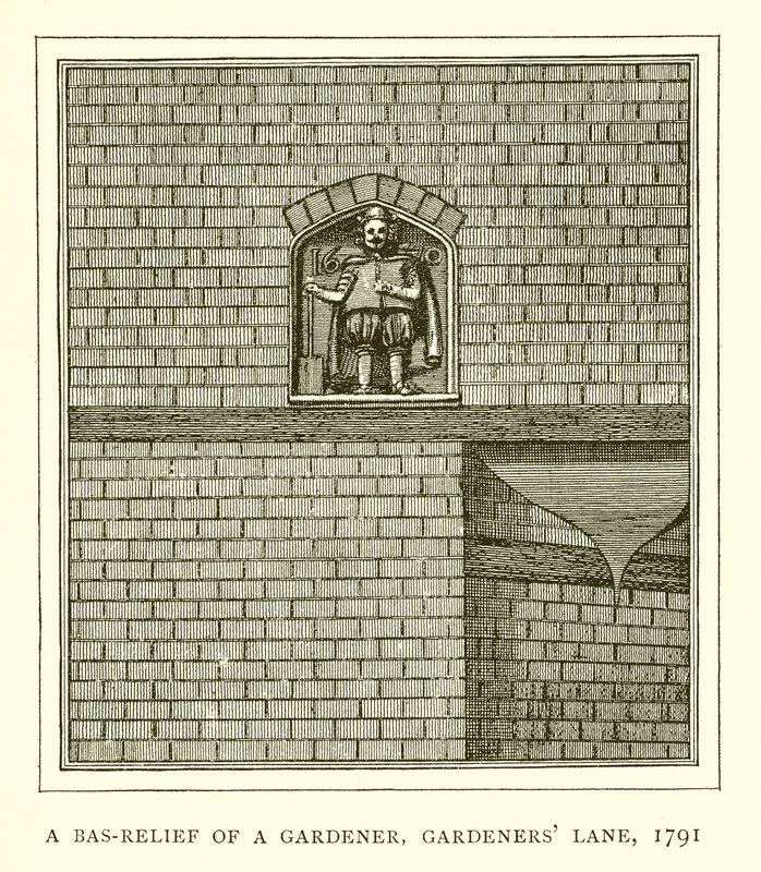 Egy kertész domborműve, Gardeners Lane, 1791 alkotó: English School