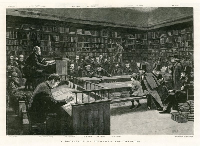 Könyveladás a Sothebys aukciós termében alkotó: English School