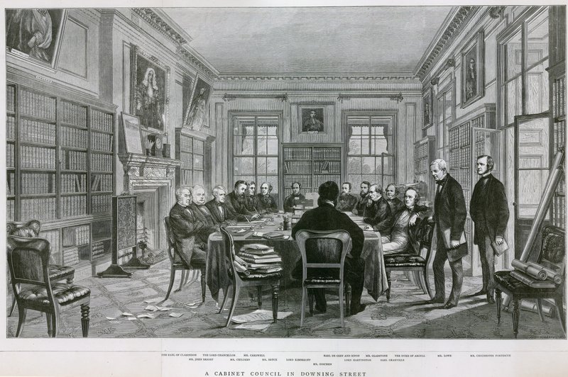 A kabinettanács a Downing Street 10-ben alkotó: English School