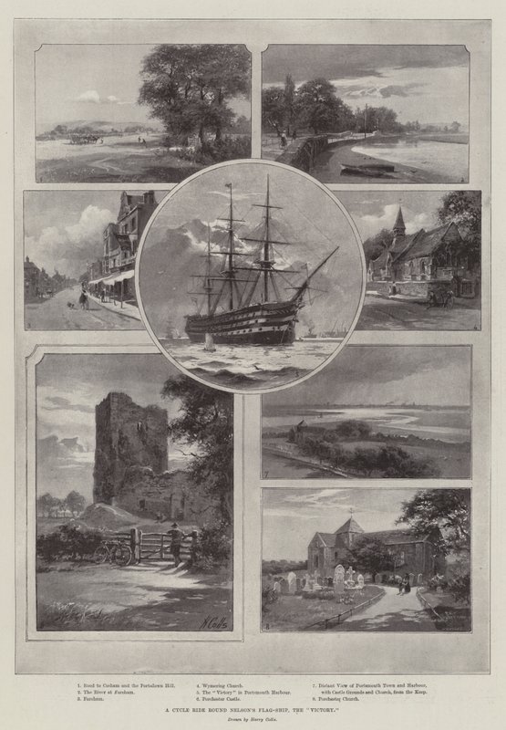 Kerékpárút Nelson zászlóshajója körül, a „győzelem” (litho) alkotó: English School