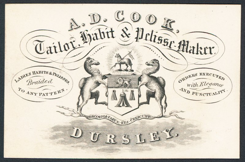 A D Szakács, szabó, habitus és pelisse készítő, kereskedelmi kártya alkotó: English School