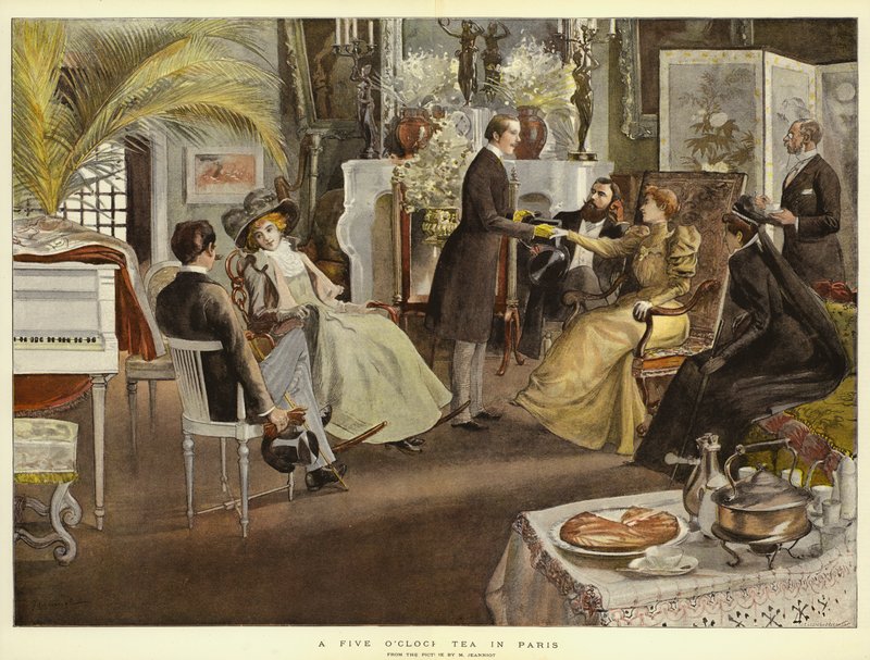 Ötórai tea Párizsban (színes litográfia) alkotó: English School