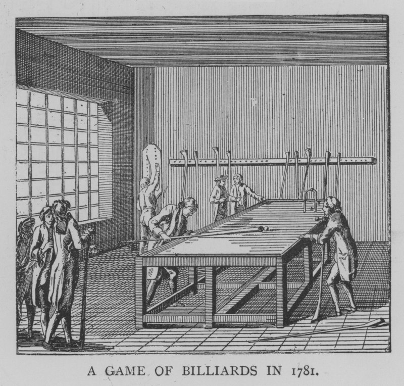 Biliárdjáték 1781-ben (metszet) alkotó: English School