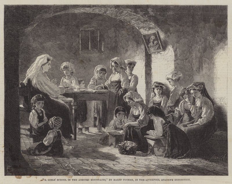 Leányiskola az Abruzzi-hegységben (metszet) alkotó: English School