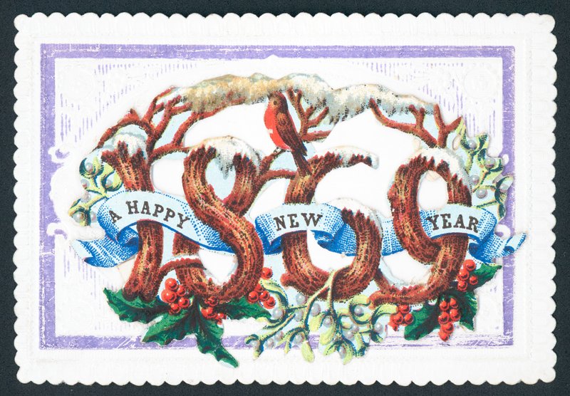 Boldog új évet 1869, újévi kártya alkotó: English School