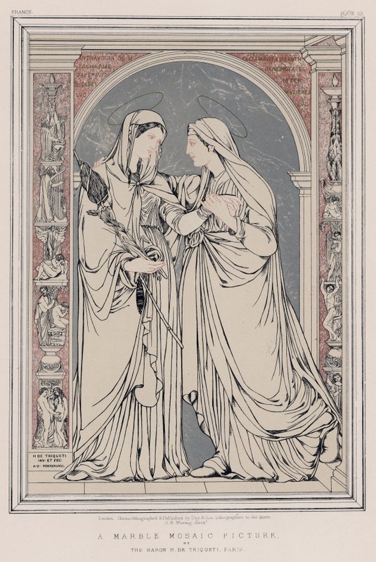 H de Triqueti báró márványmozaikképe, Párizs (chromolitho) alkotó: English School