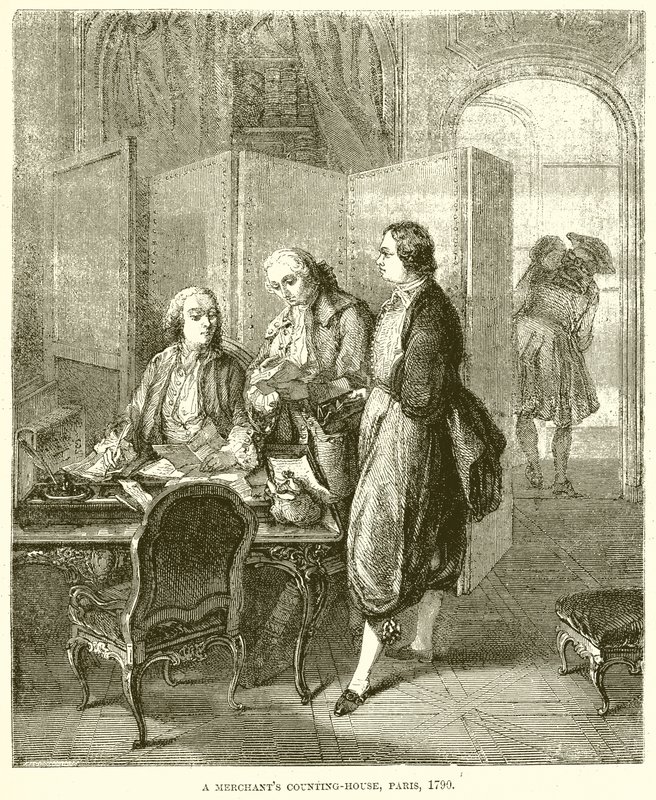 Kereskedők számlálóháza, Párizs, 1790 alkotó: English School