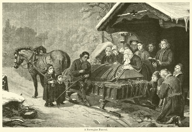 Norvég temetés (metszet) alkotó: English School