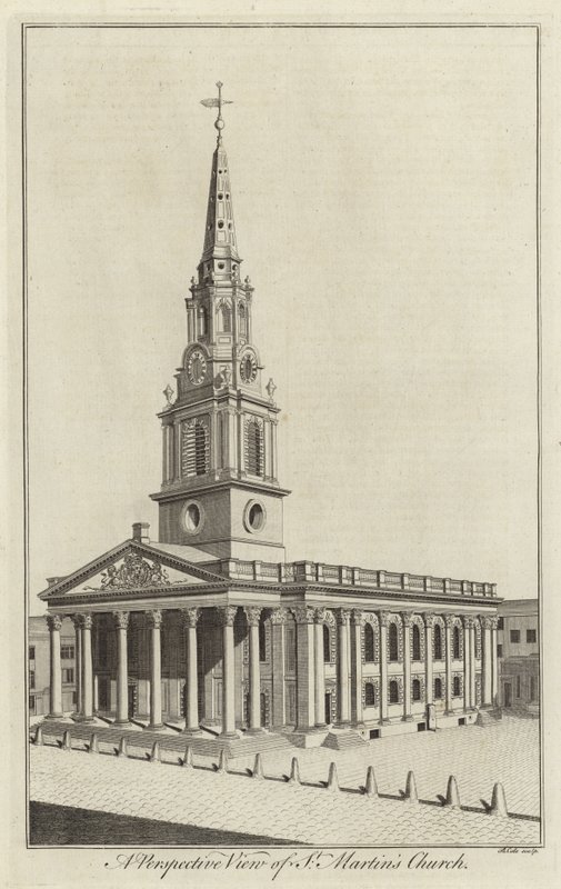 A londoni St Martins templom perspektivikus képe alkotó: English School