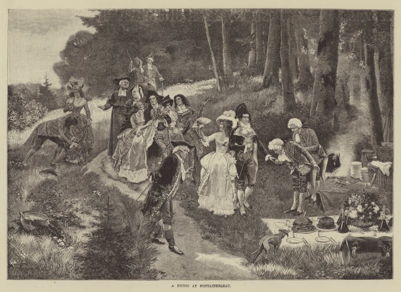 Piknik Fontainebleau-ban (metszet) alkotó: English School