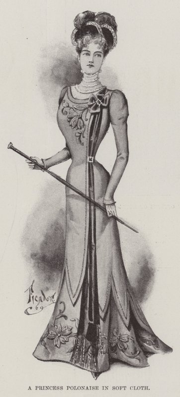 Egy hercegnős polonéz puha ruhában (litho) alkotó: English School
