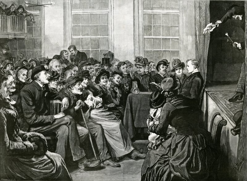 Szombat esti szórakozás a szegényeknek, St Albans Hall, Baldwins Gardens, Holborn alkotó: English School