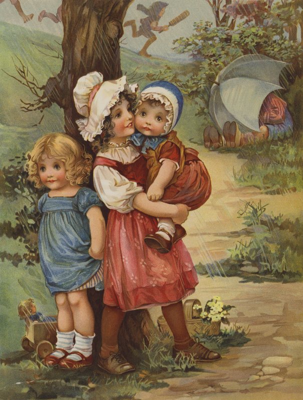 Egy záporos nap (színes litográfia) alkotó: English School