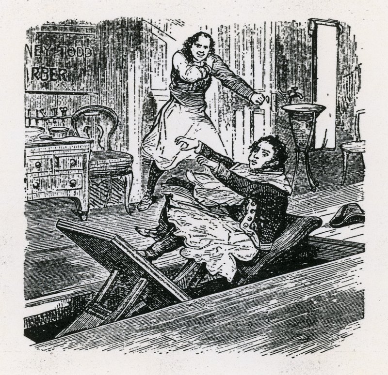 Gyöngyfüzér vagy A Fleet Street barátja (1847), Britannia, Hoxton. Sweeney Todd alkotó: English School
