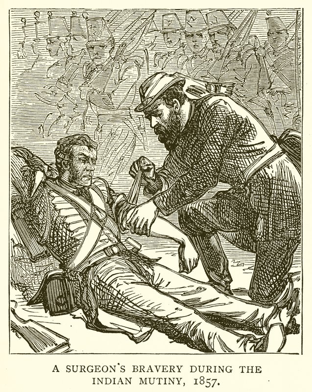 A sebészek bátorsága az indiai lázadás során, 1857 alkotó: English School