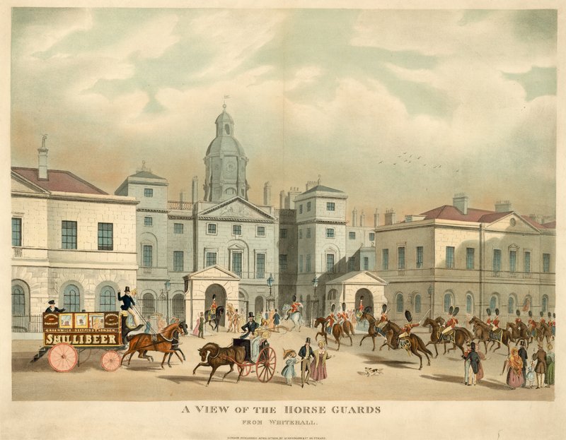 Kilátás a lóőrökre, a Whitehallból alkotó: English School