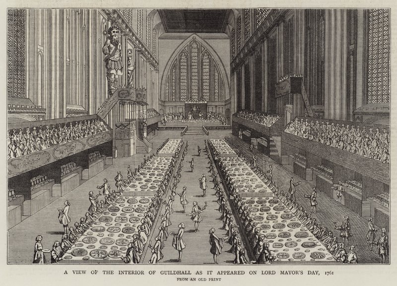 A Guildhall belsejének képe, ahogy az Lord Polgármester napján megjelent alkotó: English School
