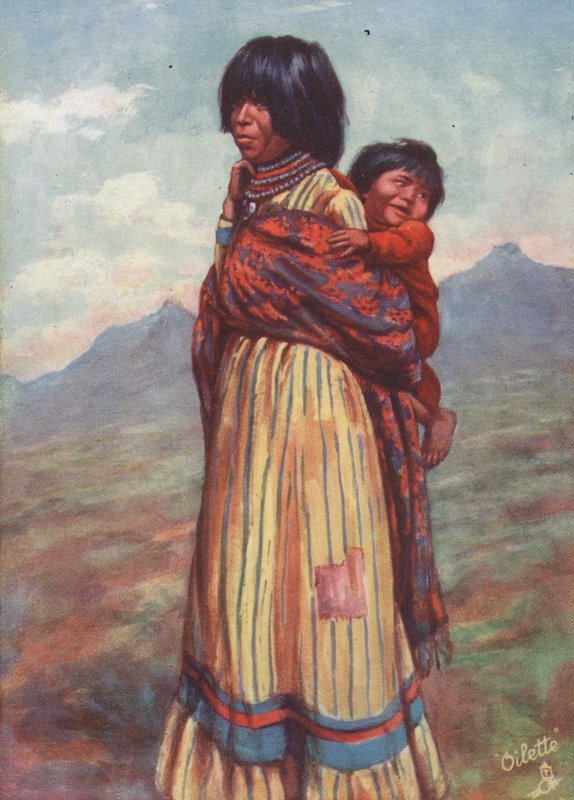 Walapai indián squaw és papucs (színes litográfia) alkotó: English School