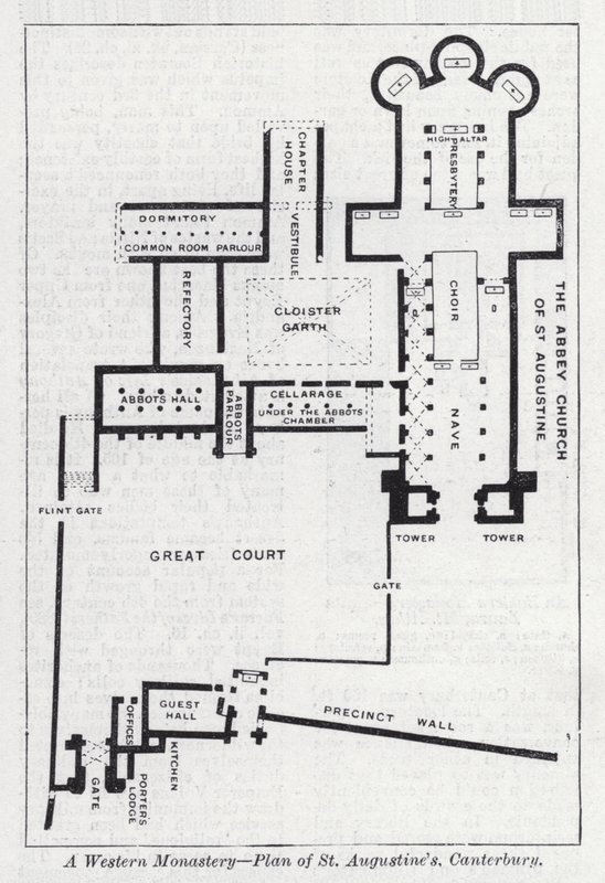 Nyugati kolostor, Szent Ágoston terve, Canterbury (litho) alkotó: English School