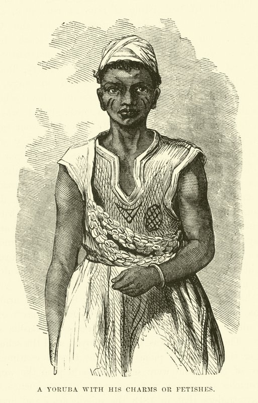 Egy joruba bájaival vagy fétiseivel alkotó: English School