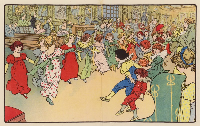Gyerekzsúr a régi időkben (színes litográfia) alkotó: English School