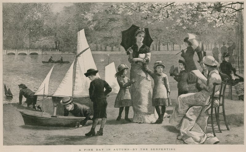 Egy szép őszi nap a Serpentine mellett, a Hyde Parkban, Londonban alkotó: English School