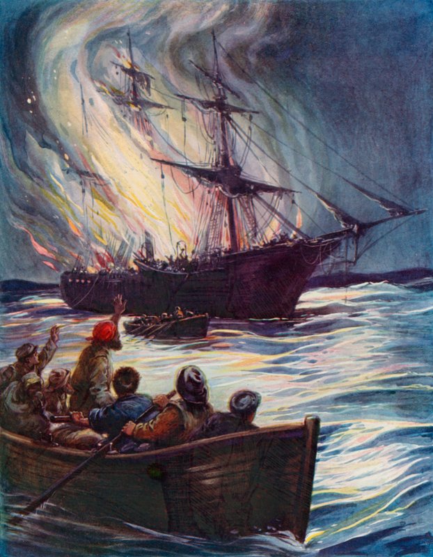 Tűz a tengeren (színes litho) alkotó: English School