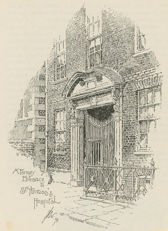 A londoni St Thomass Hospital egykori bejárata alkotó: English School