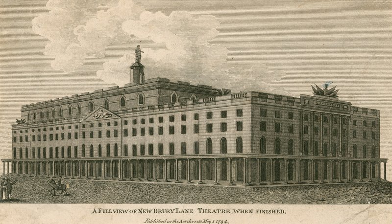Az új londoni Drury Lane Theatre teljes képe, ha elkészült alkotó: English School