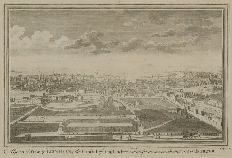 Egy általános kép Londonról, Anglia fővárosáról, egy Islington melletti eminenciáról alkotó: English School