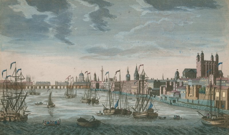Vitorlás hajók általános képe a Temze vizein alkotó: English School