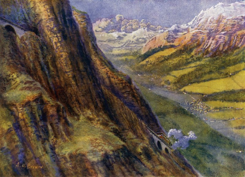 Hegyi vasút Svájcban (litho) alkotó: English School