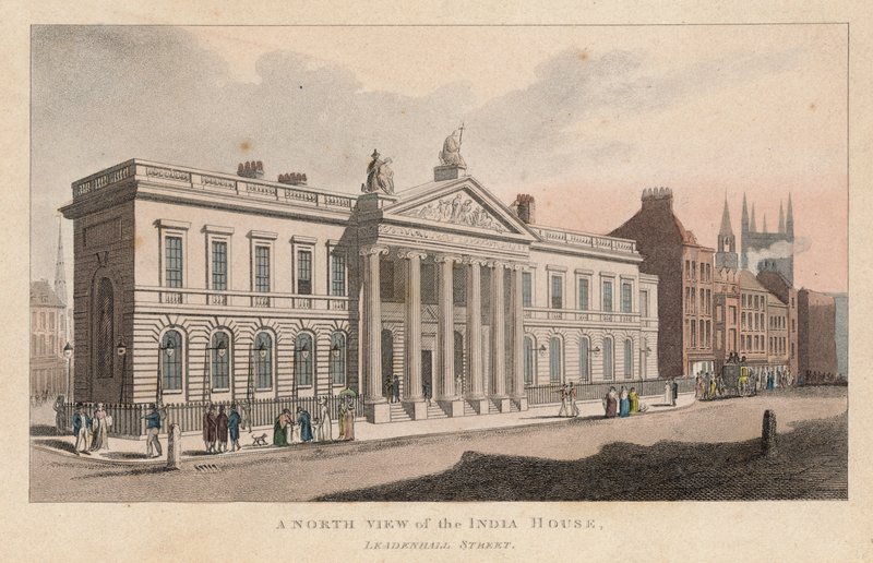 Az India House, Leadenhall Street északi nézete alkotó: English School