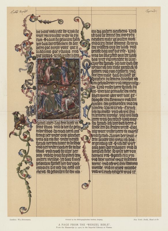 Egy oldal a Wenzel Bibliából (színes litográfia) alkotó: English School