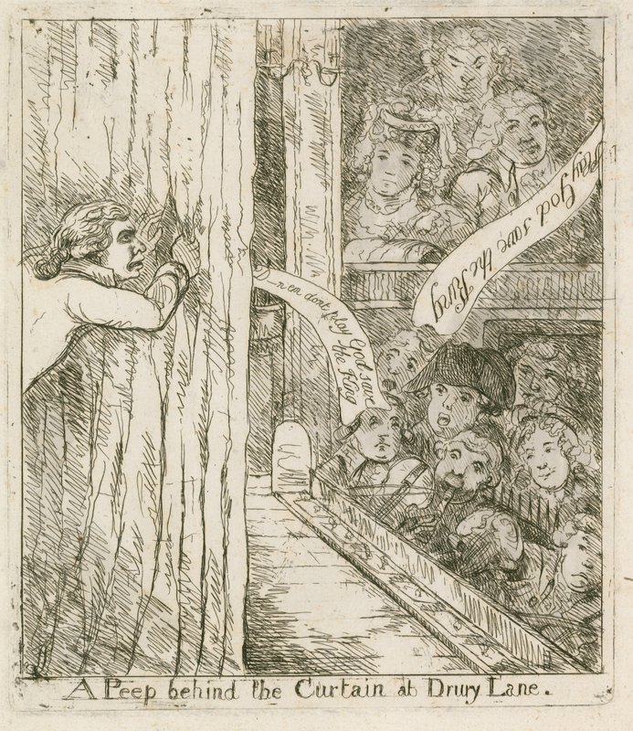 Bepillantás a függöny mögé a Drury Lane-nél; rajzfilm alkotó: English School